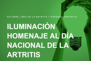 Iluminación verde dia nacional de la artritis